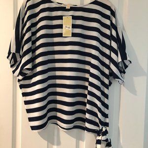 Michael Kors Graphic Stripe Print Side-Tie Blouse